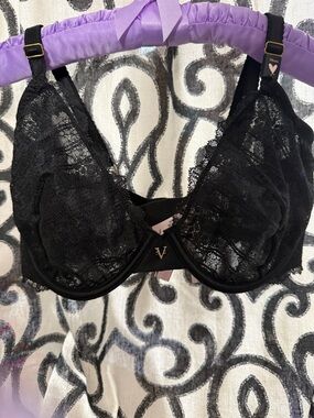 NWT 34DDD Victoria's Secret Unlined Demi Black Lace Underwire Bra